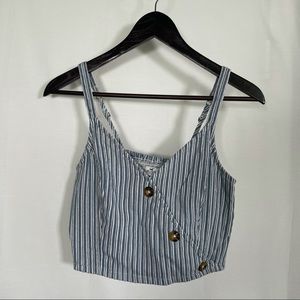Hollister Blue & Black Striped Button Adjustable